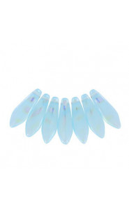 Czech Glass Daggers beads 5x16mm Blue ab Stripes 61000-2870V